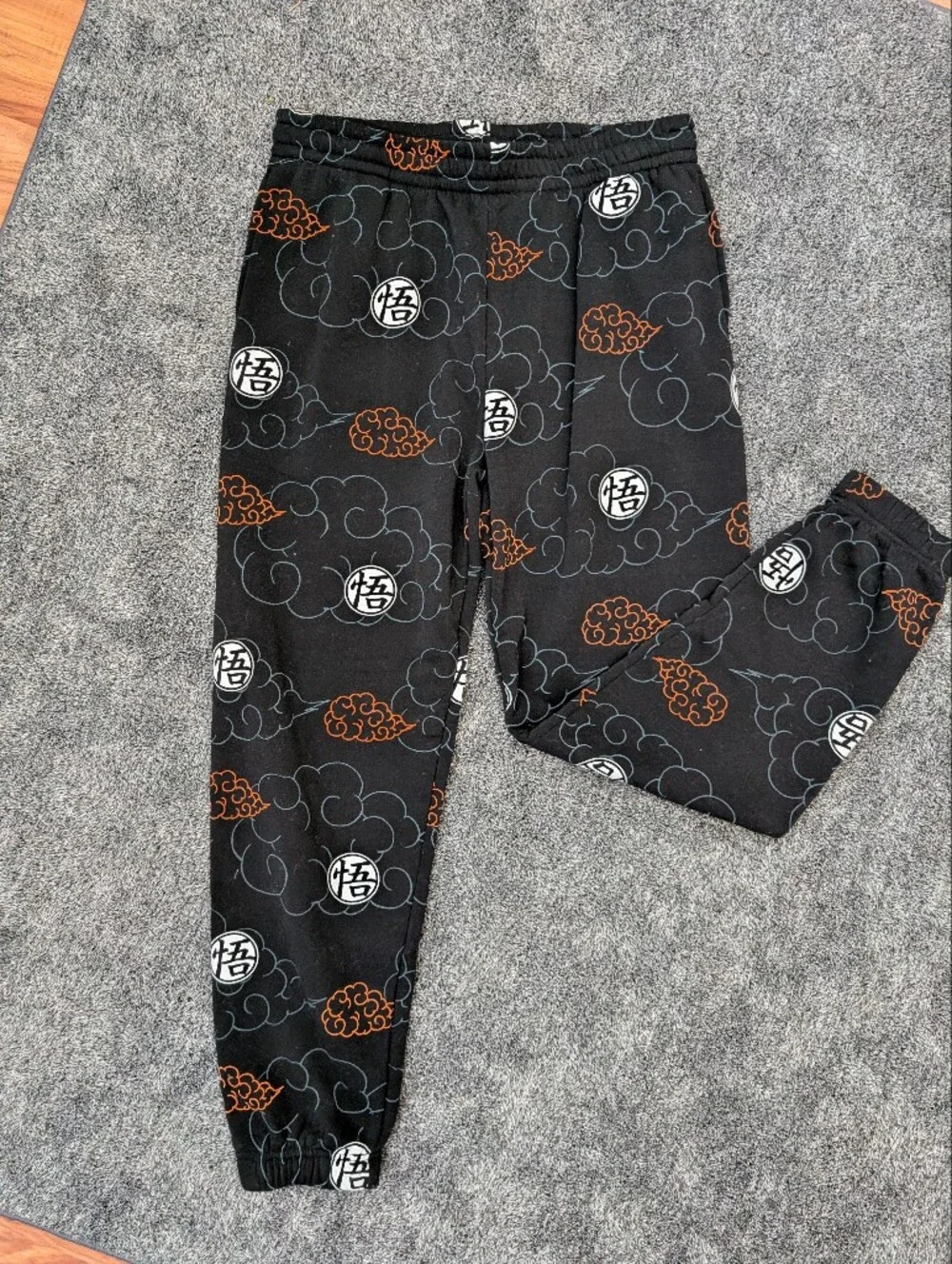Dragon Ball Z Men’s XL Sleep Pants Black Anime Cloud Print Toei Animation DBZ